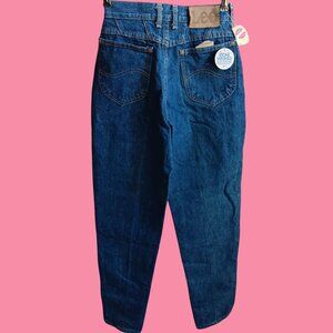 Lee Stonewashed High Waist Tapered Leg Jeans 3 Long Dark Blue Denim Made In USA